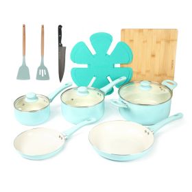 HAWOK Kitchen Ceramic Non-stick coating Induction Cookware Sets - 15 Piece pressed Aluminum Pots and Frying Sauce Pans Set with BAKELITE Handles and G HAWOK Kitchen Ceramic Non-stick coating Induction Cookware Sets - 15 Piece pressed Aluminum Pots and Frying Sauce Pans Set with BAKELITE Handles and G