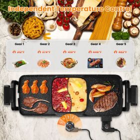 2 in 1 Electric Hot Pot with Grill 2800W Smokeless Non-Stick Korean BBQ Grill Shabu Shabu Hot Pot Combo with Independent Temperature Control 5 Gears F 2 in 1 Electric Hot Pot with Grill 2800W Smokeless Non-Stick Korean BBQ Grill Shabu Shabu Hot Pot Combo with Independent Temperature Control 5 Gears F